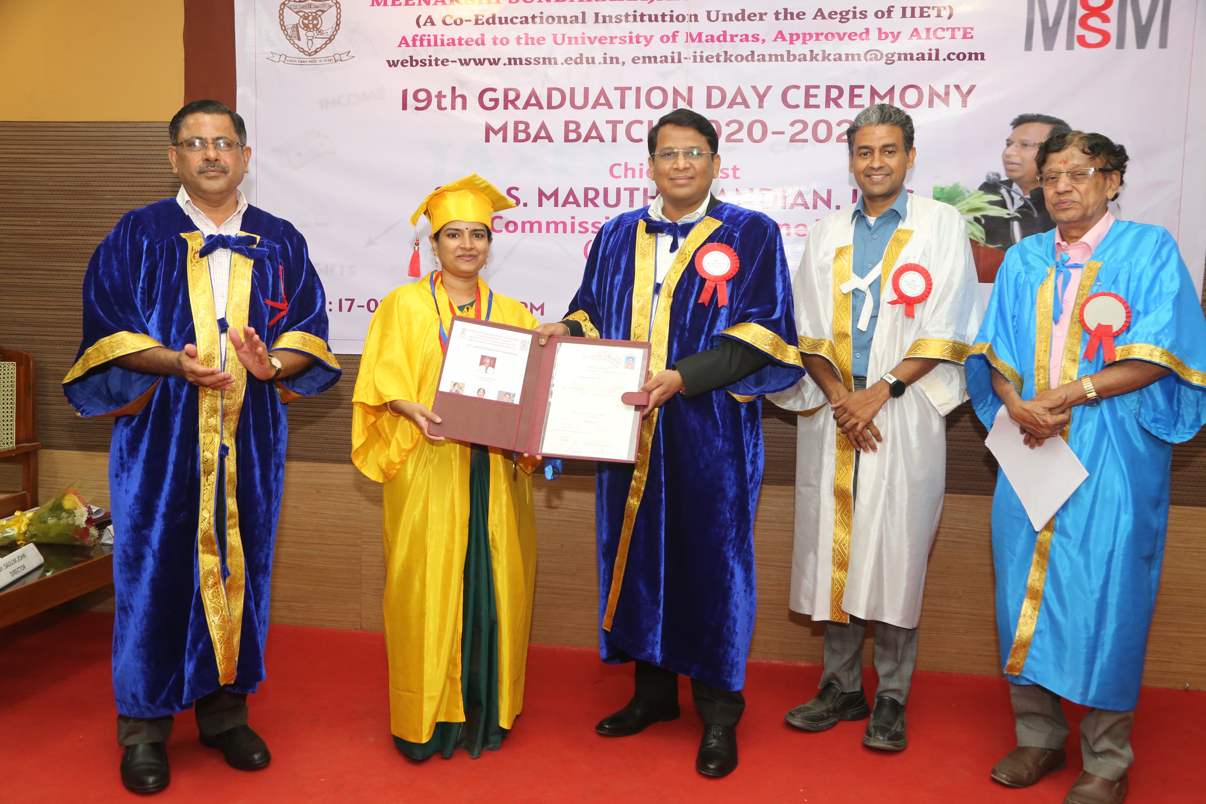 Ms.Nishanthini.R University 1st Rank receiving Gold Medal & Degree Certificate from the Chief Guest